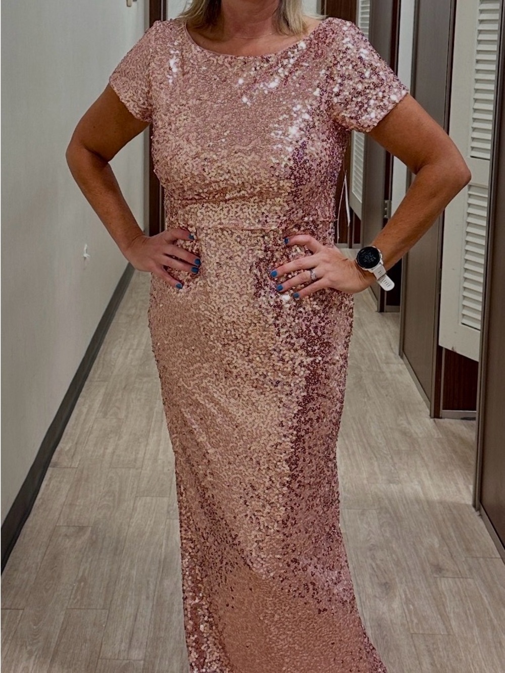 Sequin Evening Gown - Rose Gold